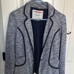 Anthropologie navy/white tweed jacket/blazer